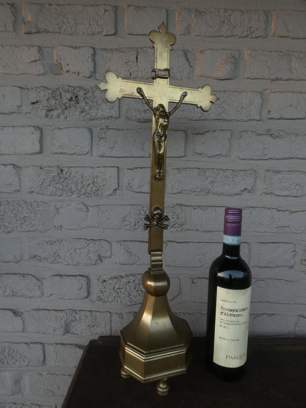 Antique Bronze crucifix altar religious