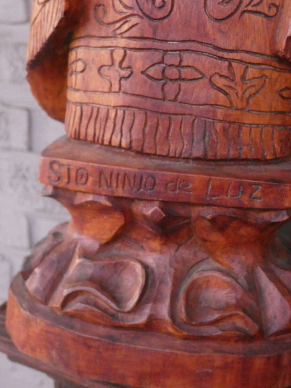 antique wood carved saint santo nino de la Luz Religious statue figurine