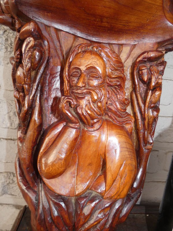 Vintage wood carved 70s Christ wall console