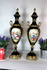 PAIR ACF sevres marked porcelain romantic decor vases cobalt blue rare