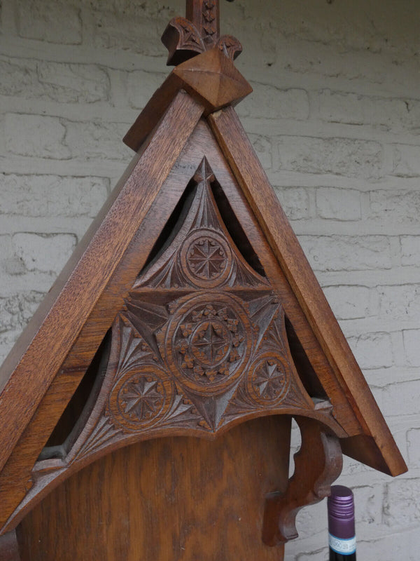 Antique Dutch Frisian wood carved Chapel niche for saint crucifix  religious