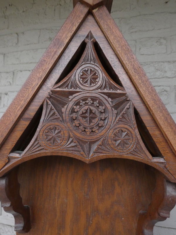 Antique Dutch Frisian wood carved Chapel niche for saint crucifix  religious