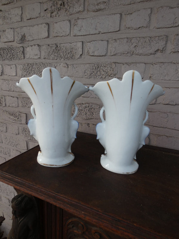 pair antique french vieux paris porcelain vases with potraits 1900s