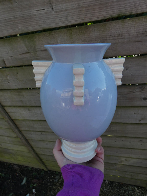 Belgian BOCH Freres Art deco marked Light blue white vase 1930