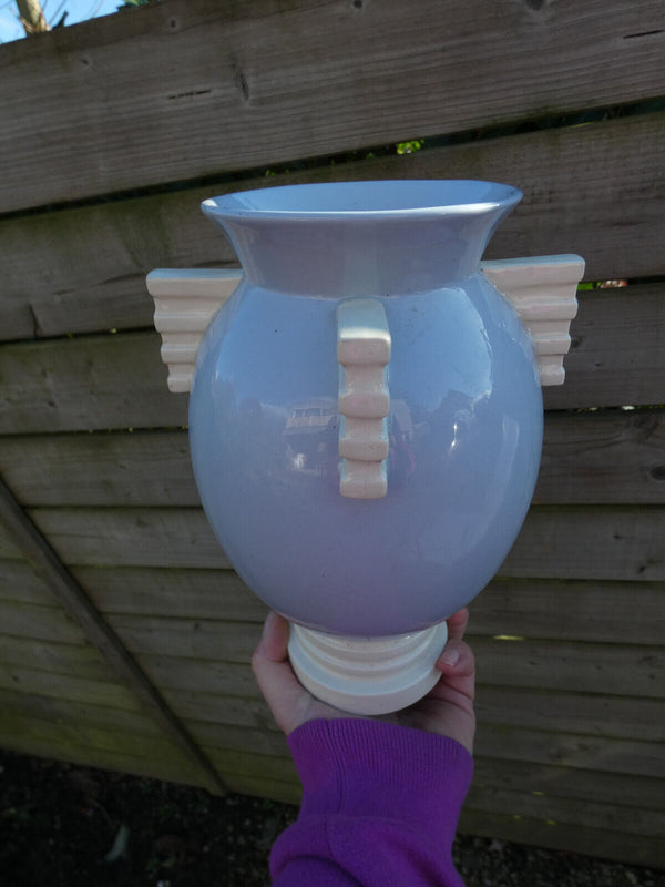 Belgian BOCH Freres Art deco marked Light blue white vase 1930