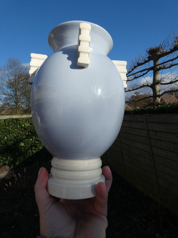 Belgian BOCH Freres Art deco marked Light blue white vase 1930