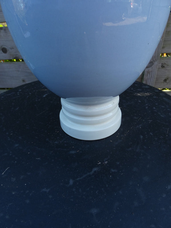 Belgian BOCH Freres Art deco marked Light blue white vase 1930