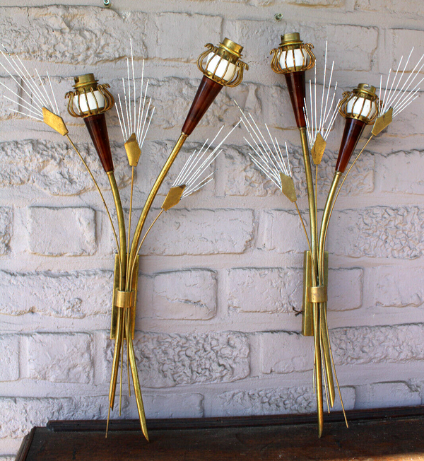 PAIR mid century MAISON LUNEL wall lights sconces 1960s