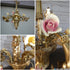 French bronze Flower basket putti porcelain Chandelier lamp rare