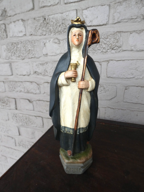 Antique french chalk statue saint Adele religious