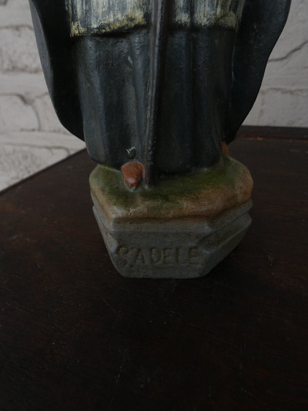 Antique french chalk statue saint Adele religious