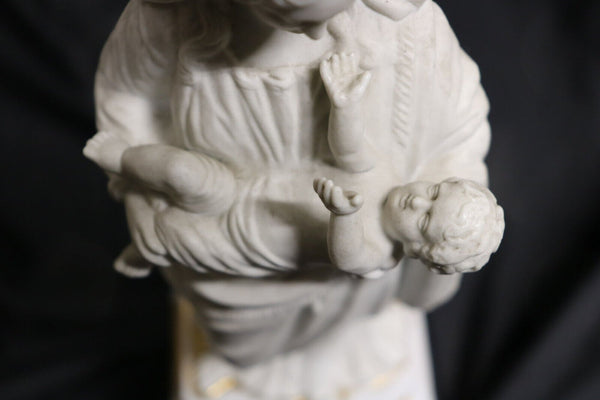 Antique large french vieux paris porcelain bisque madonna statue rare