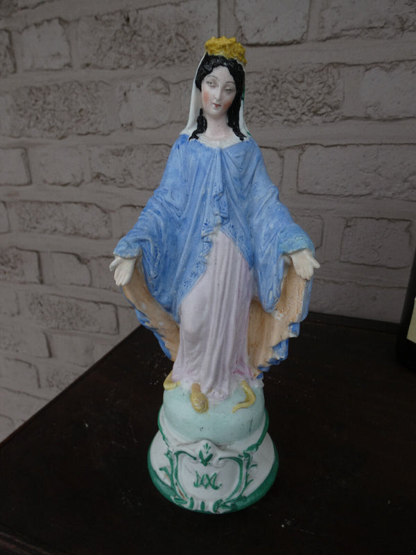 Antique Letu Mauger marked bisque porcelain Figurine statue madonna