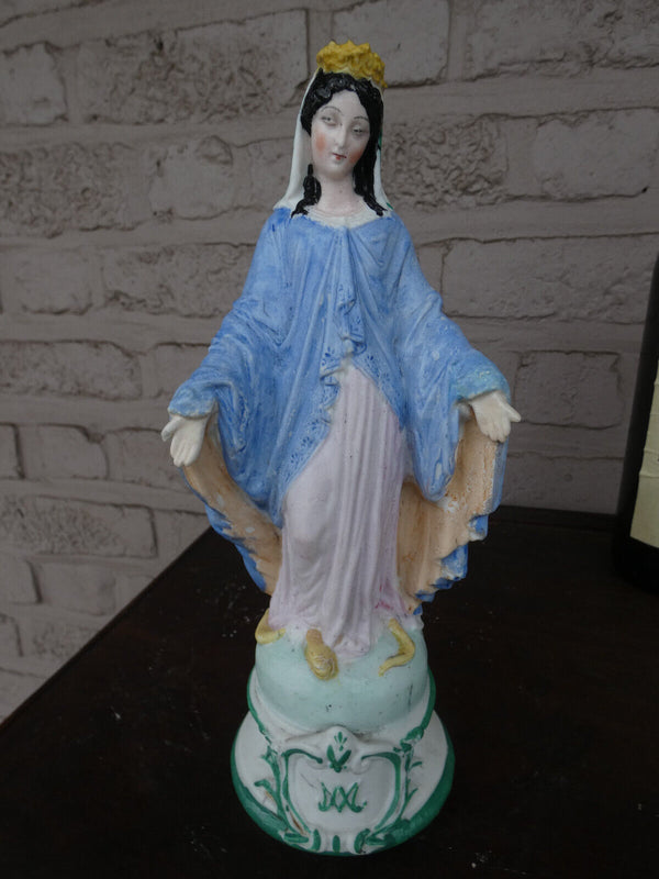 Antique Letu Mauger marked bisque porcelain Figurine statue madonna