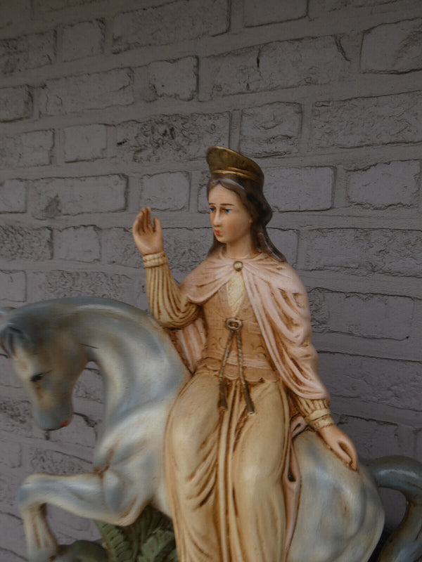 Antique Saint Odrada  Balen Chalk religious statue figurine rare