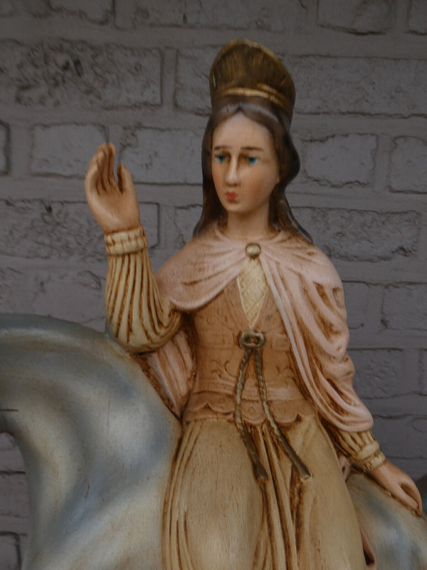 Antique Saint Odrada  Balen Chalk religious statue figurine rare