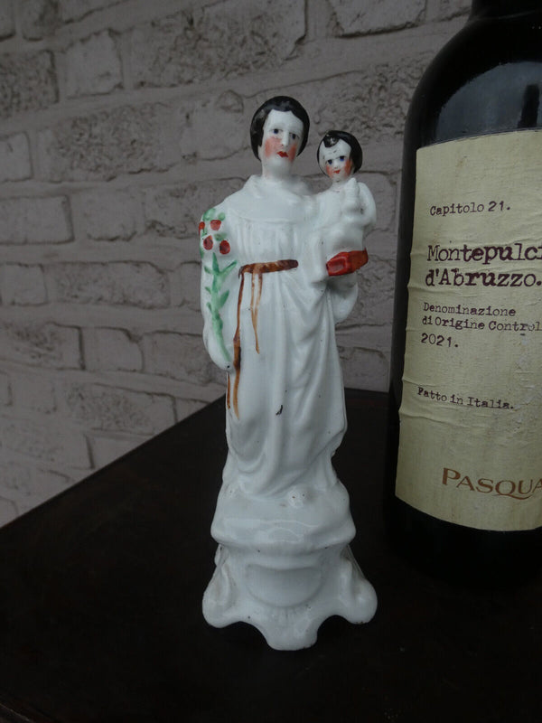 Antique vieux paris porcelain saint anthony with child statue