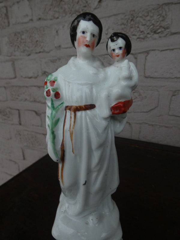 Antique vieux paris porcelain saint anthony with child statue