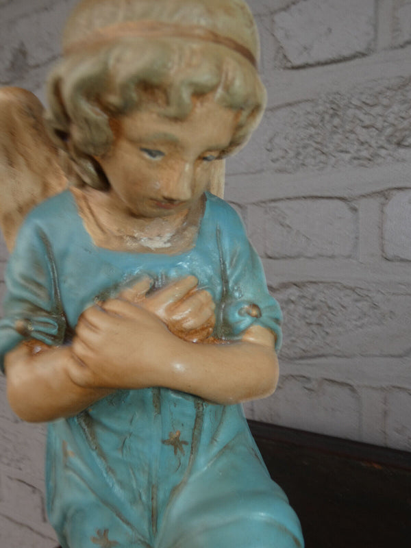 Vintage  Chalk Religious kneeling angel praying statue figurine