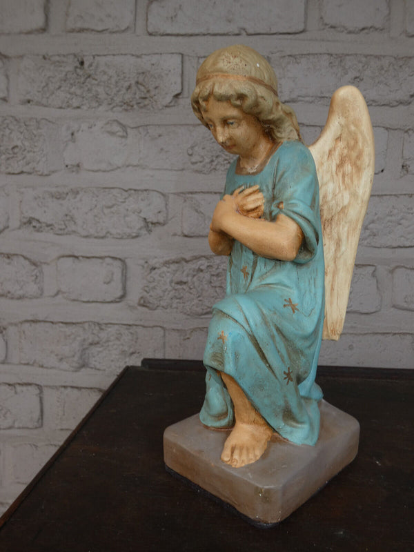 Vintage  Chalk Religious kneeling angel praying statue figurine
