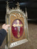 Antique large neo gothic wall crucifix globe glass plaque religious rare