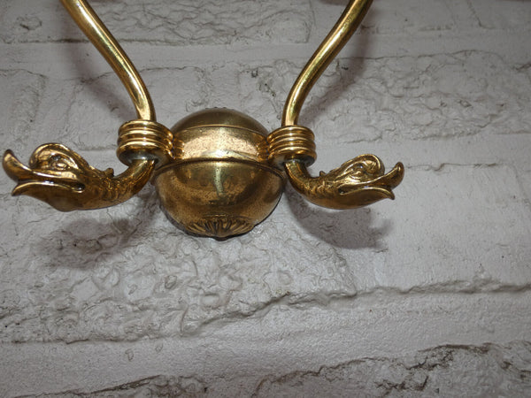 Vintage pair brass Wall lights sconces swan birds heads 1970