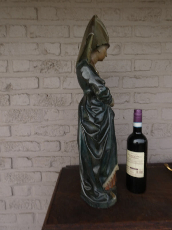 Antique large chalk statue of Mary Burgundy religious