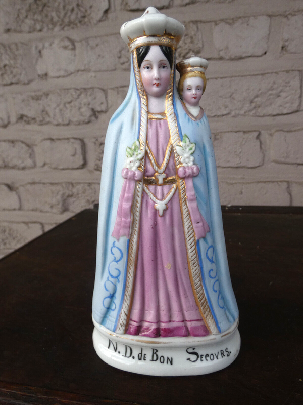Antique porcelain statue notre dame bonsecours madonna