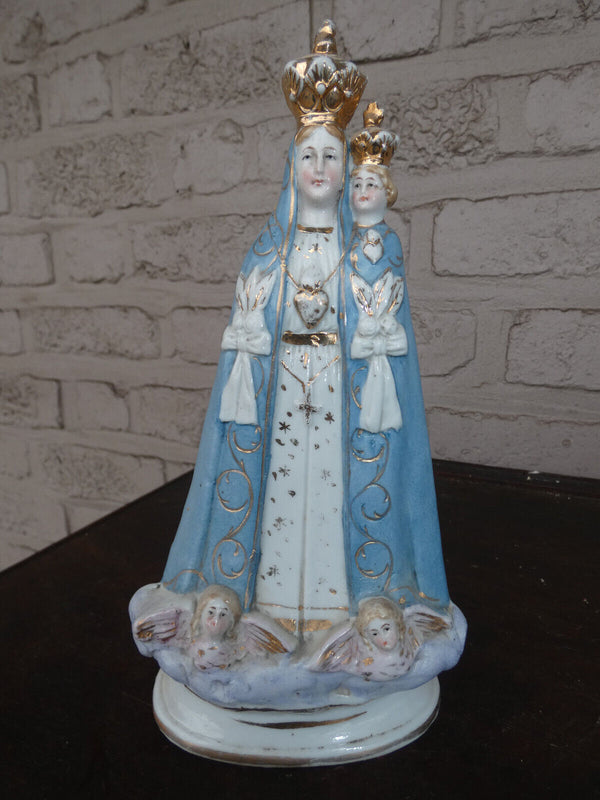 Antique porcelain statue madonna angels base