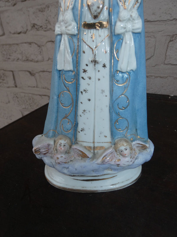 Antique porcelain statue madonna angels base