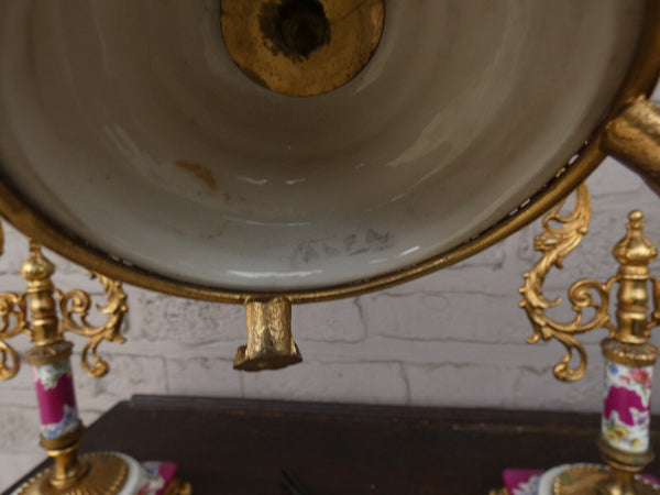 Vintage italian porcelain dragons floral set Candle holders Bowl vase marked