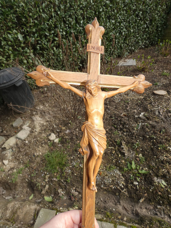 1950 Wood carved Crucifix religious