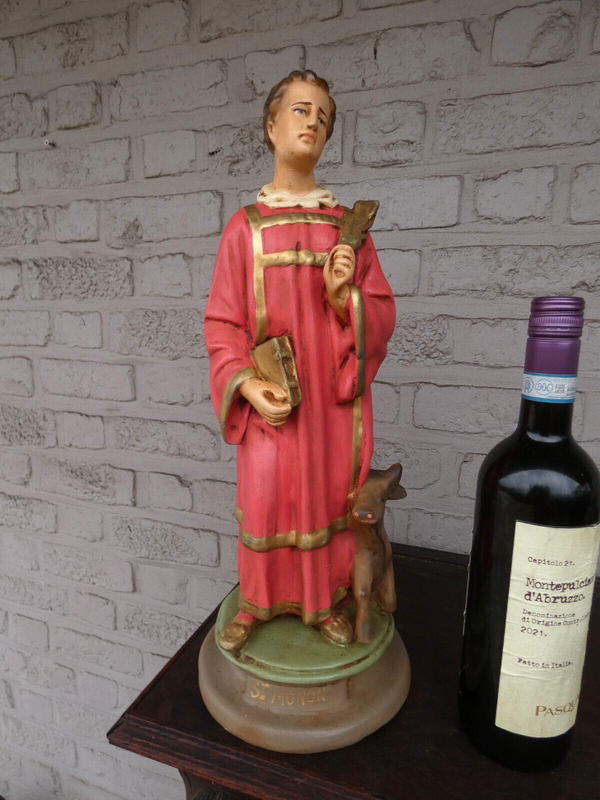 Antique rare chalk saint Monon scottish  Statue figurine religious