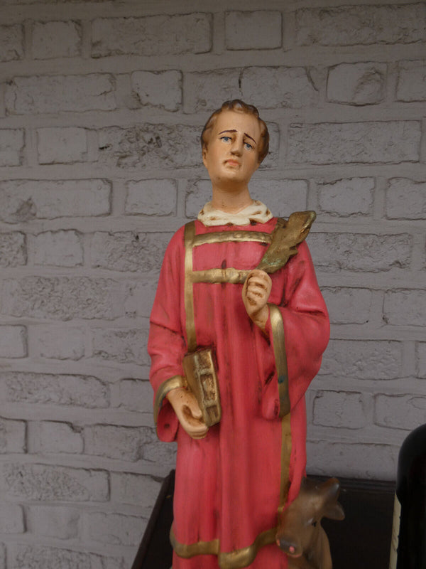 Antique rare chalk saint Monon scottish  Statue figurine religious