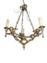 Vintage Bronze Putti cherub 3 arm chandelier lamp