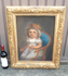 Antique Pastel Painting on paper young girl 19thc