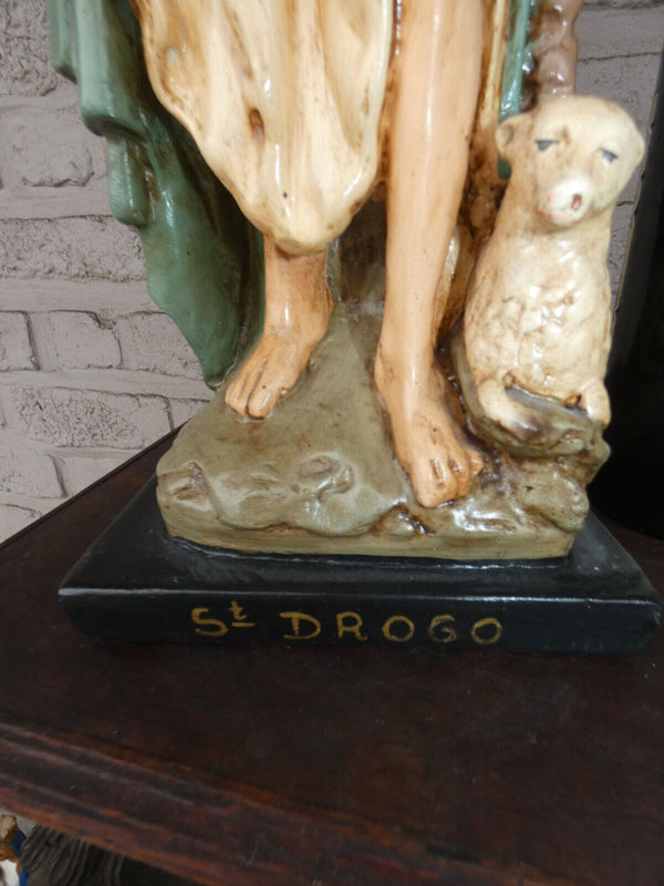 Antique rare Saint Drogo statue sculpture religious