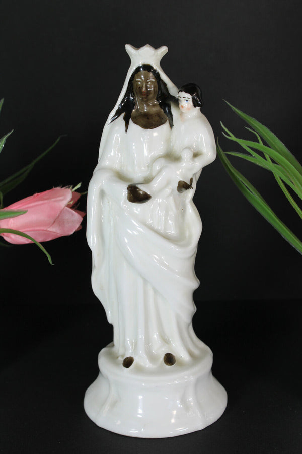 Antique rare vieux paris porcelain black madonna figurine statue rare