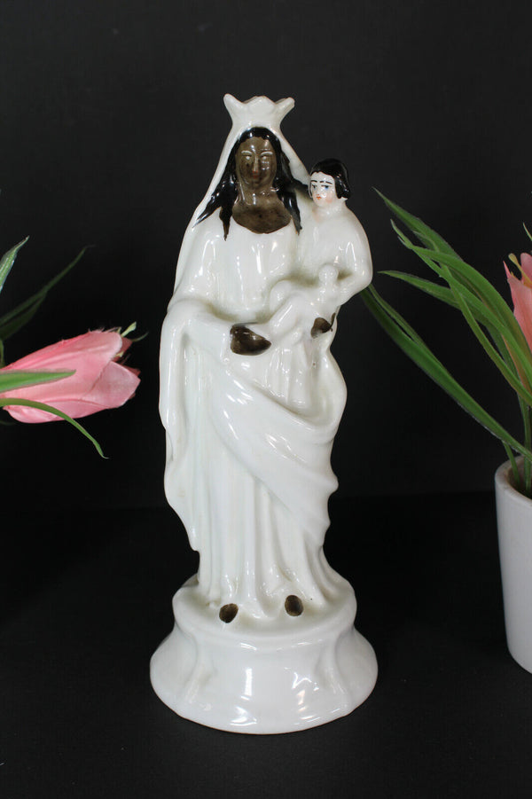 Antique rare vieux paris porcelain black madonna figurine statue rare