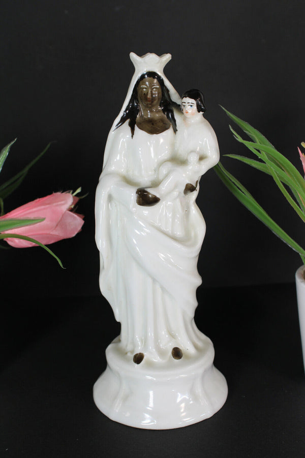 Antique rare vieux paris porcelain black madonna figurine statue rare