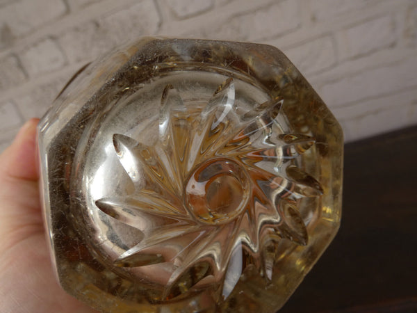 Vintage Bohemia crystal glass vase fleur de lys symbol