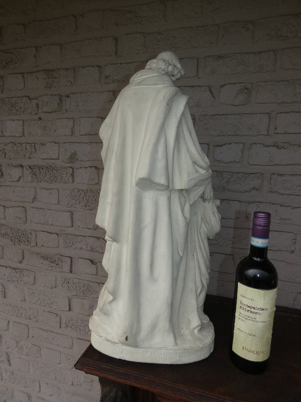 Antique XL Chalk saint joseph jesus Statue signed PArentani Religious